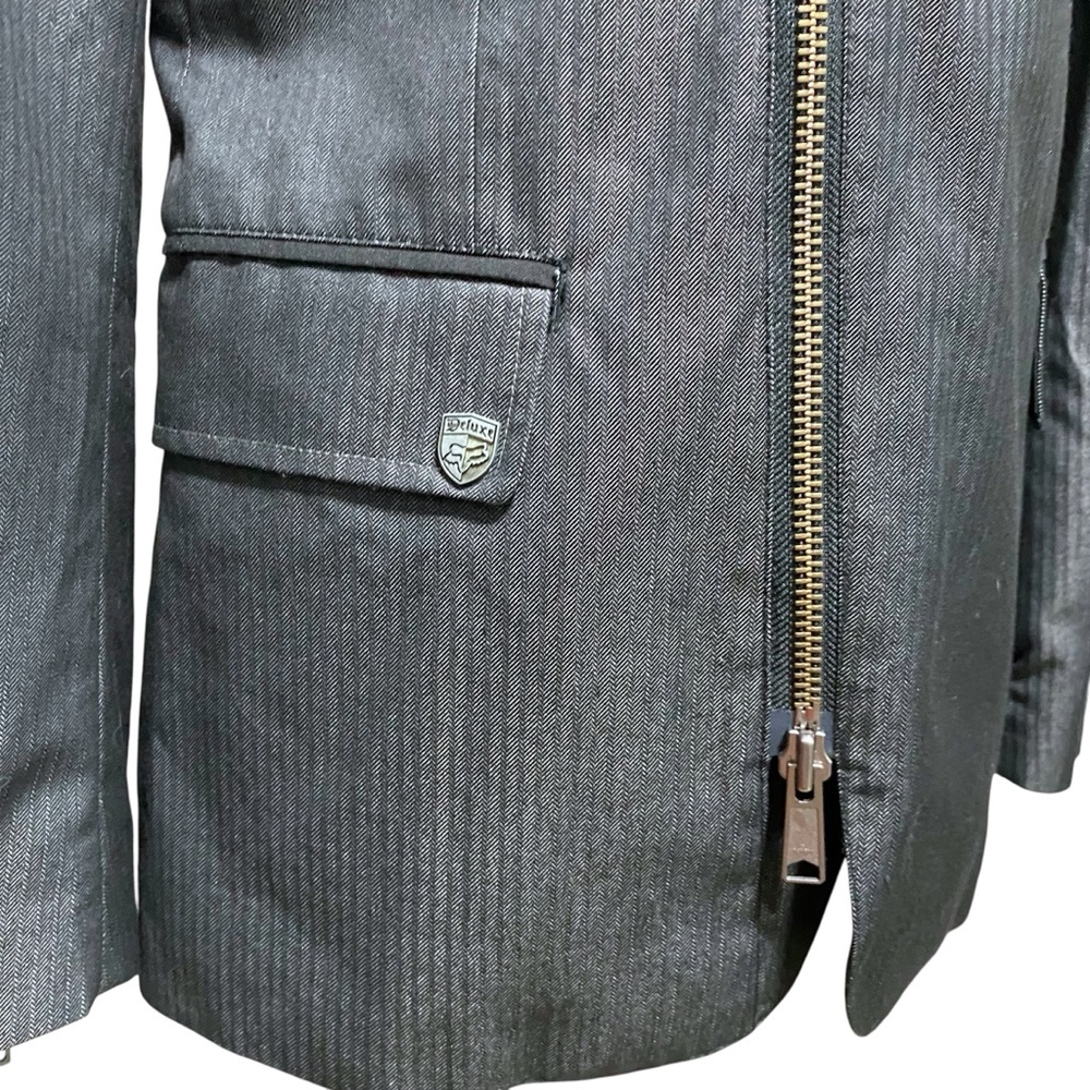 Fox Racing Deluxe Pinstripe Charcoal Gray Blazer Jacket Men's Punk Skater Sz S - Picture 6 of 14
